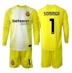 Fotbollsset Barn Inter Milan Yann Sommer #1 Målvakt Bortatröja 2025-26 Mini-Kit Långärmad (+ korta byxor)