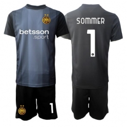 Fotbollsset Barn Inter Milan Yann Sommer #1 Målvakt Hemmatröja 2025-26 Mini-Kit Kortärmad (+ korta byxor)