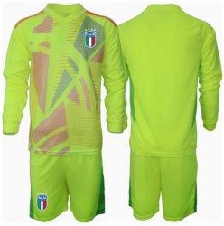 Fotbollsset Barn Italien Målvakt Hemmatröja EM 2024 Mini-Kit Långärmad (+ korta byxor)