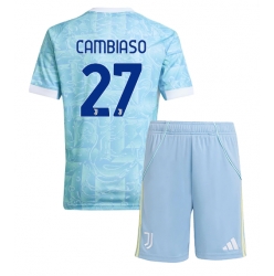 Fotbollsset Barn Juventus Andrea Cambiaso #27 Bortatröja 2025-26 Mini-Kit Kortärmad (+ korta byxor)