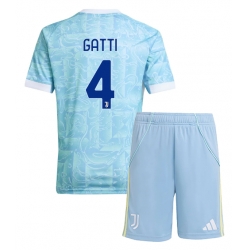 Fotbollsset Barn Juventus Federico Gatti #4 Bortatröja 2025-26 Mini-Kit Kortärmad (+ korta byxor)