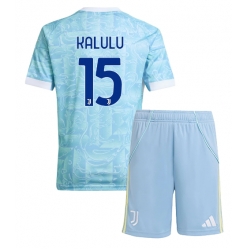 Fotbollsset Barn Juventus Pierre Kalulu #15 Bortatröja 2025-26 Mini-Kit Kortärmad (+ korta byxor)