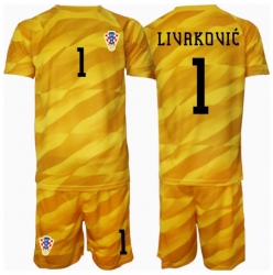 Fotbollsset Barn Kroatien Dominik Livakovic #1 Målvakt Hemmatröja EM 2024 Mini-Kit Kortärmad (+ korta byxor)