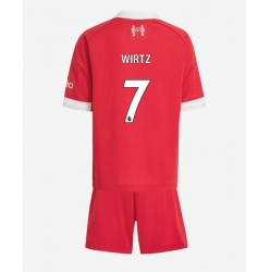 Fotbollsset Barn Liverpool Florian Wirtz #7 Hemmatröja 2025-26 Mini-Kit Kortärmad (+ korta byxor)