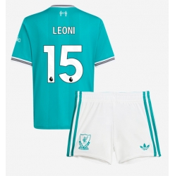Fotbollsset Barn Liverpool Giovanni Leoni #15 Tredje Tröja 2025-26 Mini-Kit Kortärmad (+ korta byxor)