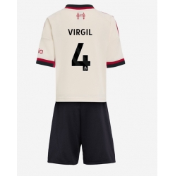 Fotbollsset Barn Liverpool Virgil van Dijk #4 Bortatröja 2025-26 Mini-Kit Kortärmad (+ korta byxor)