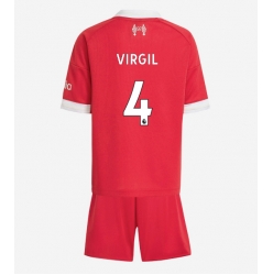 Fotbollsset Barn Liverpool Virgil van Dijk #4 Hemmatröja 2025-26 Mini-Kit Kortärmad (+ korta byxor)