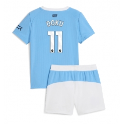 Fotbollsset Barn Manchester City Jeremy Doku #11 Hemmatröja 2025-26 Mini-Kit Kortärmad (+ korta byxor)