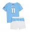 Fotbollsset Barn Manchester City Jeremy Doku #11 Hemmatröja 2025-26 Mini-Kit Kortärmad (+ korta byxor)