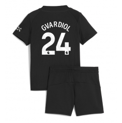 Fotbollsset Barn Manchester City Josko Gvardiol #24 Bortatröja 2025-26 Mini-Kit Kortärmad (+ korta byxor)