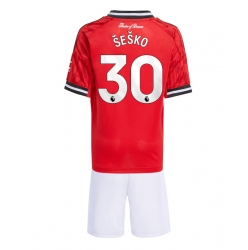 Fotbollsset Barn Manchester United Benjamin Sesko #30 Hemmatröja 2025-26 Mini-Kit Kortärmad (+ korta byxor)