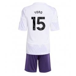 Fotbollsset Barn Manchester United Leny Yoro #15 Bortatröja 2025-26 Mini-Kit Kortärmad (+ korta byxor)