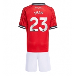 Fotbollsset Barn Manchester United Luke Shaw #23 Hemmatröja 2025-26 Mini-Kit Kortärmad (+ korta byxor)