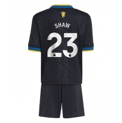 Fotbollsset Barn Manchester United Luke Shaw #23 Tredje Tröja 2025-26 Mini-Kit Kortärmad (+ korta byxor)
