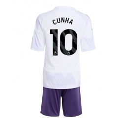 Fotbollsset Barn Manchester United Matheus Cunha #10 Bortatröja 2025-26 Mini-Kit Kortärmad (+ korta byxor)