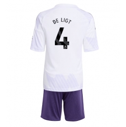 Fotbollsset Barn Manchester United Matthijs de Ligt #4 Bortatröja 2025-26 Mini-Kit Kortärmad (+ korta byxor)