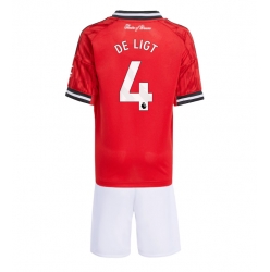 Fotbollsset Barn Manchester United Matthijs de Ligt #4 Hemmatröja 2025-26 Mini-Kit Kortärmad (+ korta byxor)
