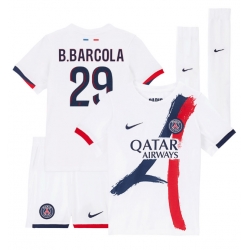 Fotbollsset Barn Paris Saint-Germain Bradley Barcola #29 Bortatröja 2025-26 Mini-Kit Kortärmad (+ korta byxor)