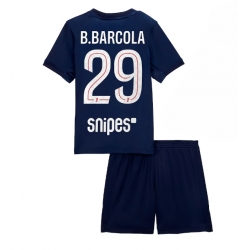 Fotbollsset Barn Paris Saint-Germain Bradley Barcola #29 Hemmatröja 2025-26 Mini-Kit Kortärmad (+ korta byxor)
