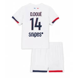 Fotbollsset Barn Paris Saint-Germain Desire Doue #14 Bortatröja 2025-26 Mini-Kit Kortärmad (+ korta byxor)