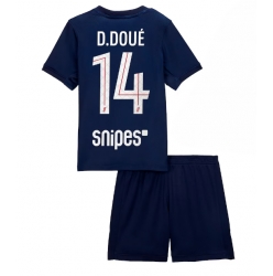 Fotbollsset Barn Paris Saint-Germain Desire Doue #14 Hemmatröja 2025-26 Mini-Kit Kortärmad (+ korta byxor)