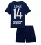 Fotbollsset Barn Paris Saint-Germain Desire Doue #14 Hemmatröja 2025-26 Mini-Kit Kortärmad (+ korta byxor)