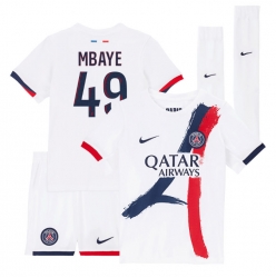 Fotbollsset Barn Paris Saint-Germain Ibrahim Mbaye #49 Bortatröja 2025-26 Mini-Kit Kortärmad (+ korta byxor)