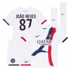 Fotbollsset Barn Paris Saint-Germain Joao Neves #87 Bortatröja 2025-26 Mini-Kit Kortärmad (+ korta byxor)