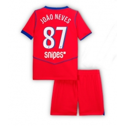 Fotbollsset Barn Paris Saint-Germain Joao Neves #87 Tredje Tröja 2025-26 Mini-Kit Kortärmad (+ korta byxor)