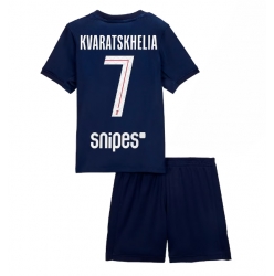 Fotbollsset Barn Paris Saint-Germain Khvicha Kvaratskhelia #7 Hemmatröja 2025-26 Mini-Kit Kortärmad (+ korta byxor)