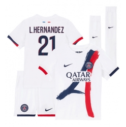Fotbollsset Barn Paris Saint-Germain Lucas Hernandez #21 Bortatröja 2025-26 Mini-Kit Kortärmad (+ korta byxor)