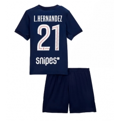 Fotbollsset Barn Paris Saint-Germain Lucas Hernandez #21 Hemmatröja 2025-26 Mini-Kit Kortärmad (+ korta byxor)