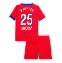 Fotbollsset Barn Paris Saint-Germain Nuno Mendes #25 Tredje Tröja 2025-26 Mini-Kit Kortärmad (+ korta byxor)