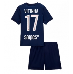 Fotbollsset Barn Paris Saint-Germain Vitinha #17 Hemmatröja 2025-26 Mini-Kit Kortärmad (+ korta byxor)