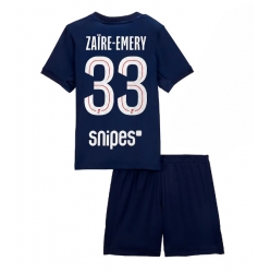 Fotbollsset Barn Paris Saint-Germain Warren Zaire-Emery #33 Hemmatröja 2025-26 Mini-Kit Kortärmad (+ korta byxor)