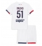 Fotbollsset Barn Paris Saint-Germain Willian Pacho #51 Bortatröja 2025-26 Mini-Kit Kortärmad (+ korta byxor)