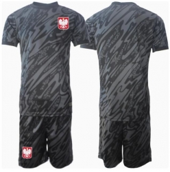 Fotbollsset Barn Polen Målvakt Bortatröja EM 2024 Mini-Kit Kortärmad (+ korta byxor)