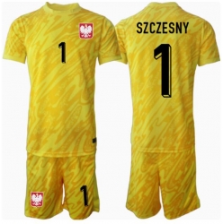 Fotbollsset Barn Polen Wojciech Szczesny #1 Målvakt Hemmatröja EM 2024 Mini-Kit Kortärmad (+ korta byxor)