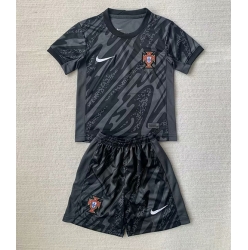 Fotbollsset Barn Portugal Målvakt Bortatröja EM 2024 Mini-Kit Kortärmad (+ korta byxor)