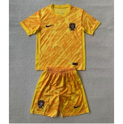 Fotbollsset Barn Portugal Målvakt Hemmatröja EM 2024 Mini-Kit Kortärmad (+ korta byxor)