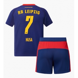 Fotbollsset Barn RB Leipzig Antonio Nusa #7 Bortatröja 2025-26 Mini-Kit Kortärmad (+ korta byxor)