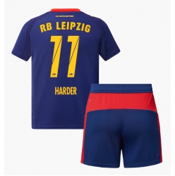 Fotbollsset Barn RB Leipzig Conrad Harder #11 Bortatröja 2025-26 Mini-Kit Kortärmad (+ korta byxor)