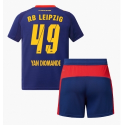 Fotbollsset Barn RB Leipzig Yan Diomande #49 Bortatröja 2025-26 Mini-Kit Kortärmad (+ korta byxor)