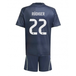 Fotbollsset Barn Real Madrid Antonio Rudiger #22 Bortatröja 2025-26 Mini-Kit Kortärmad (+ korta byxor)