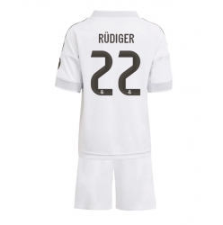 Fotbollsset Barn Real Madrid Antonio Rudiger #22 Hemmatröja 2025-26 Mini-Kit Kortärmad (+ korta byxor)