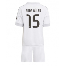 Fotbollsset Barn Real Madrid Arda Guler #15 Hemmatröja 2025-26 Mini-Kit Kortärmad (+ korta byxor)
