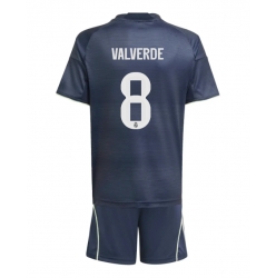 Fotbollsset Barn Real Madrid Federico Valverde #8 Bortatröja 2025-26 Mini-Kit Kortärmad (+ korta byxor)