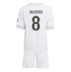 Fotbollsset Barn Real Madrid Federico Valverde #8 Hemmatröja 2025-26 Mini-Kit Kortärmad (+ korta byxor)