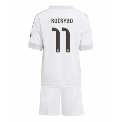 Fotbollsset Barn Real Madrid Rodrygo Goes #11 Hemmatröja 2025-26 Mini-Kit Kortärmad (+ korta byxor)