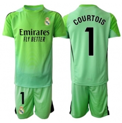 Fotbollsset Barn Real Madrid Thibaut Courtois #1 Målvakt Bortatröja 2025-26 Mini-Kit Kortärmad (+ korta byxor)